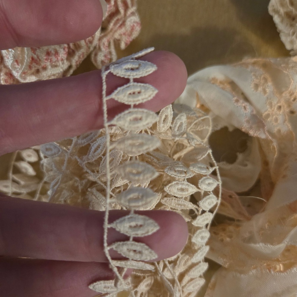 Vintage Lace Trim Ribbon Bundle Tatting Eyelet Junk Journal Slow Stitching 7pc - Picture 5 of 9